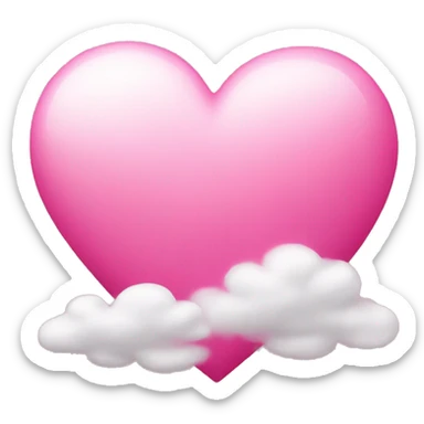 pink heart + cloud sticker