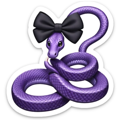 Purple snake wearing a black bow sticker
