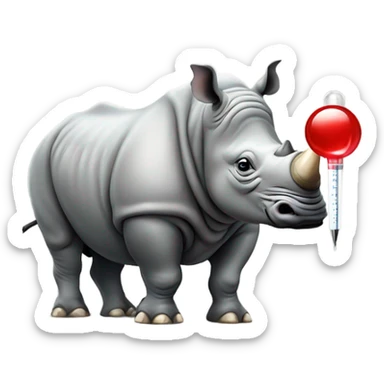 Rhino with thermometer in his mouth sticker