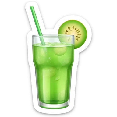 small transparent cup of green melon soda, no fruit sticker