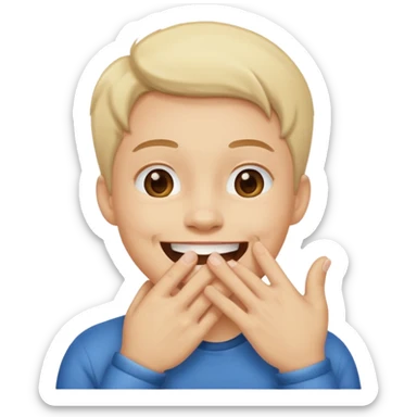 Laughing emoji with hand over mouth sticker