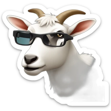 Cara de cabra con lentes de sol sacando la lengua sticker