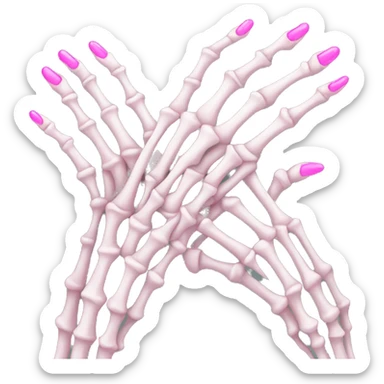 skeleton hand with long pink nails sticker