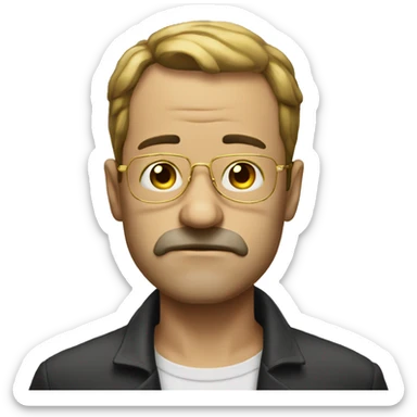 very sad man with gold glasse sticker