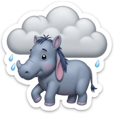 Eeyore under a raining cloud sticker