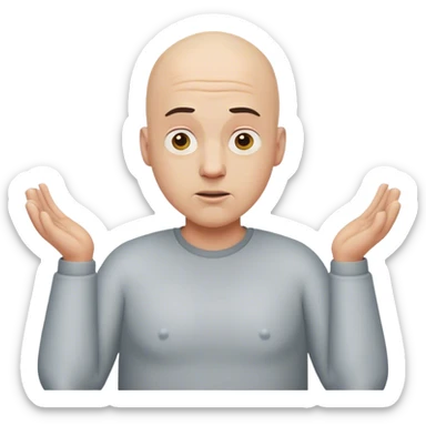 bald guy shrugging his shoulders sticker