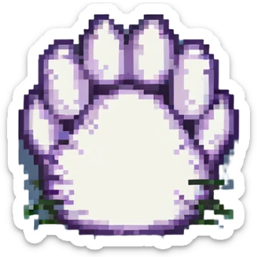 fluffy cat paw, small and cute, 8-bit style sticker