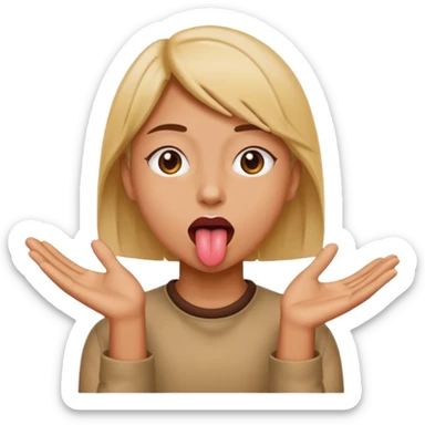 Tongue sticking out with hands to the side  sticker