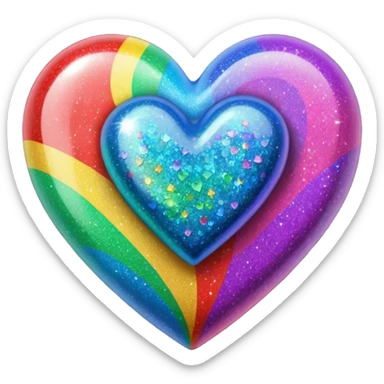 heart with rainbow glitter sticker
