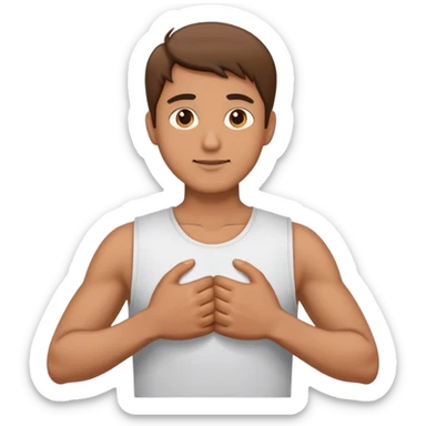 man holding arms out in front of his chest sticker