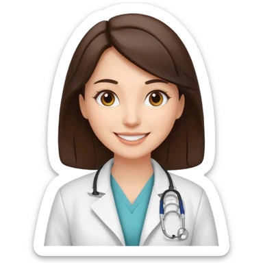 aesthetic emoji of a brunette woman with a white coat doctor sticker