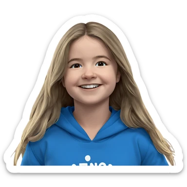 smiling girl in blue hoodie sticker
