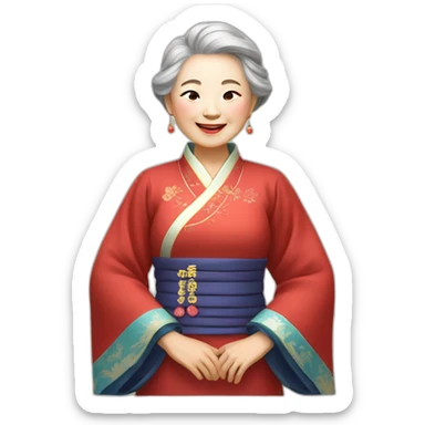 Chinese senior lady with nice smile dress traditional Chinese dress sticker