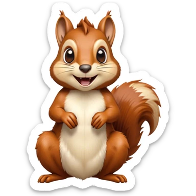 Cinematic Comical Squirrel Portrait Emoji, Head tilted dramatically with an exaggeratedly amused expression, featuring a striking auburn Fur with bold cream accents and wide, expressive eyes filled with playful disbelief, Simplified yet hilariously expressive features, highly detailed, glowing with a slightly sassy glow, high shine, dramatic yet playful, stylized with an air of cheeky woodland mischief, bright and endearing, soft glowing outline, capturing the essence of a spirited and over-the-top squirrel, so meme-worthy it feels like it could chatter its way into internet fame instantly! sticker