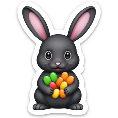 black rabbit with candies sticker