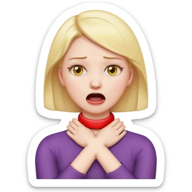 female choking her neck with her hands with her arms crossed and mouth opened emoji  sticker