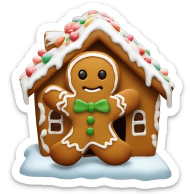 Gingerbread man in ginger bread house  sticker