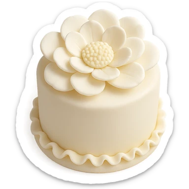 white flower fondant cake art style sticker