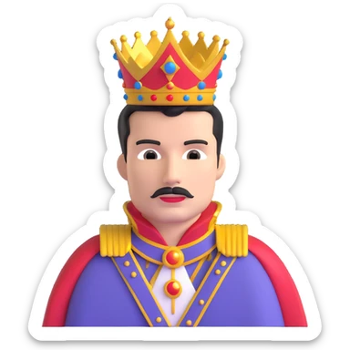 Freddie Mercury with crown and royal cape sticker