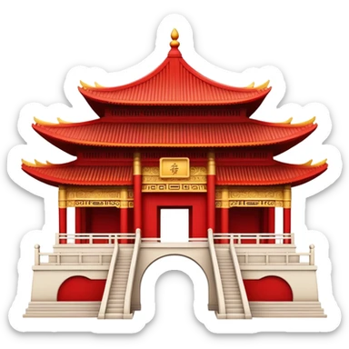 Abstract Chinese architecture symbol, conceptual design, iconic representation sticker