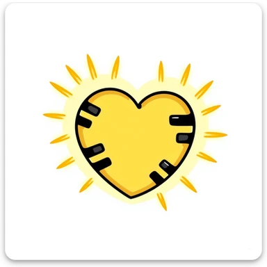 yellow heart with black stripes, pulsating with yellow energy particles sticker
