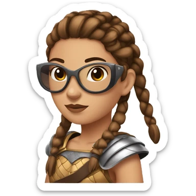 Girl gladiator with French braids, brown hair and sunglasses sticker