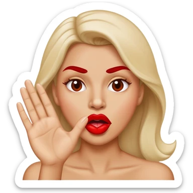 Making a stank face with big lips and hand waving across mouth  sticker