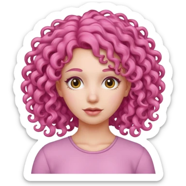 woman with pink curly hair sticker