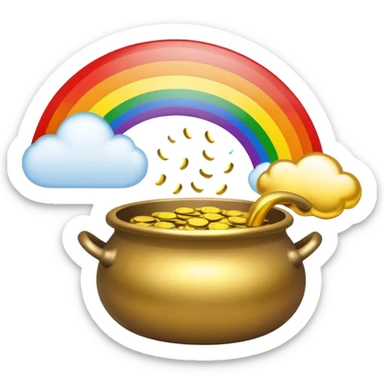 Rainbow with pot of gold sticker