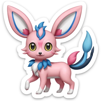 Bayleaf-Sylveon-Umbreon-fusion-Pokémon-hybrid-creature  sticker
