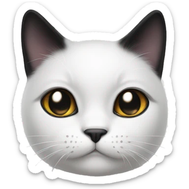 white cat with black ears and black spot on face around eyebrow  sticker