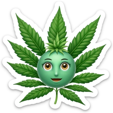 crea una planta de marihuana con ojos sticker