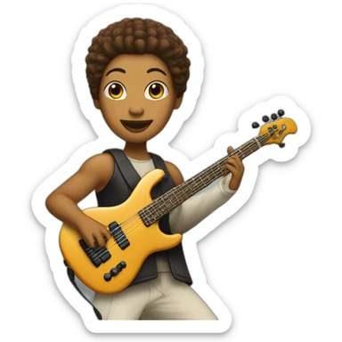 Leelou of the 5th element playing basse guitar sticker