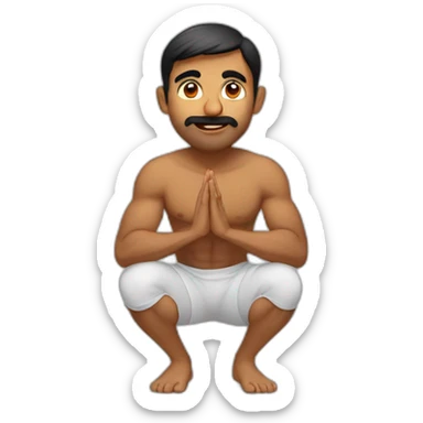 indian guy performing heavy squats sticker