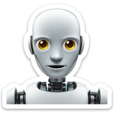 An AI robot, with digital elements in the background to emphasize its mental abilities sticker