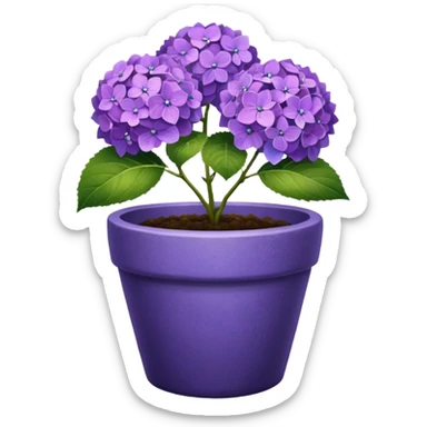 purple hydrangeas flower pot sticker