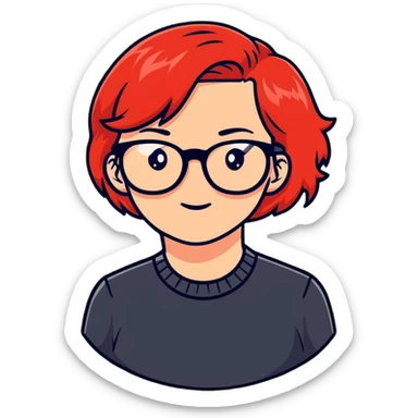 woman with glasses and fiery red hair sticker