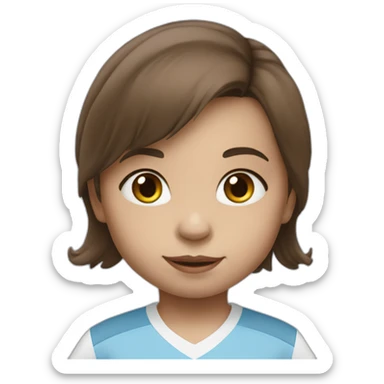 2 year old girl with long brown hair and eyes wearing Manchester City football shirt sticker