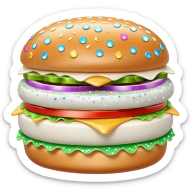 glitter white hamburguer sticker