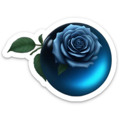 Black rose in a blue shiny sphere  sticker