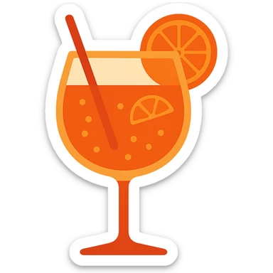 flat toon style Aperol Spritz, simple shapes, orange and red hues sticker