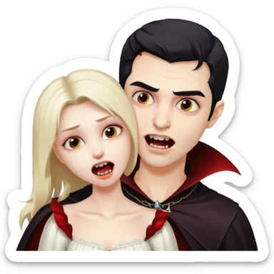 Vampire man biting angel woman on her neck sticker