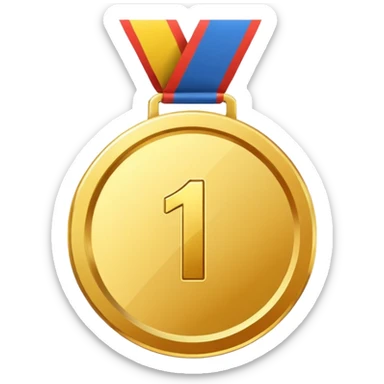 gold medal with a 1 inside sticker