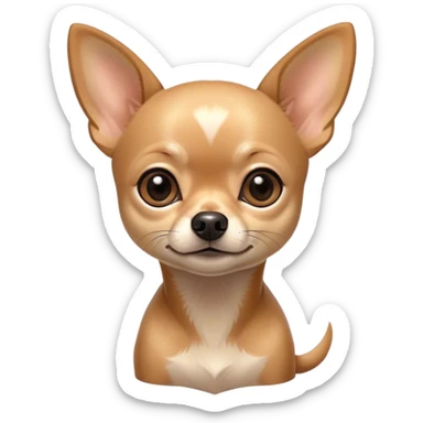 Cinematic Noble Fawn Short Haired Chihuahua Portrait Emoji, Poised and regal, with a compact, muscular build and a sleek, well-groomed fawn coat, deep-set soulful dark eyes, Simplified yet sharp and sophisticated features, highly detailed, glowing with a soft, dignified glow, high shine, intelligent and loyal, stylized with an air of strength, focused and attentive, soft glowing outline, capturing the essence of a watchful and confident guardian, so majestic it feels as though it could step out of the screen with effortless authority! sticker