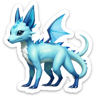 Anthropomorphic Shiny White Iridescent Colorful Exotic Salandit-Aurorus-Glaceon-Fakémon-hybrid-creature (full body)  sticker
