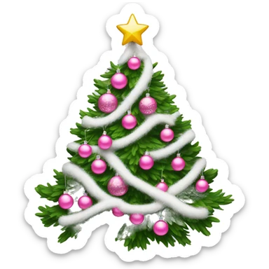 a white christmas tree with pink ornaments  sticker