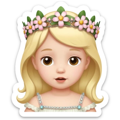 baby with flower tiara sticker