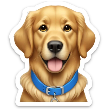 Golden retriever with blue collar sticker