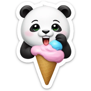 Panda eating ice cream sticker