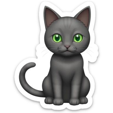 full body completely solid dark grey cat with green eyes and white paws sticker